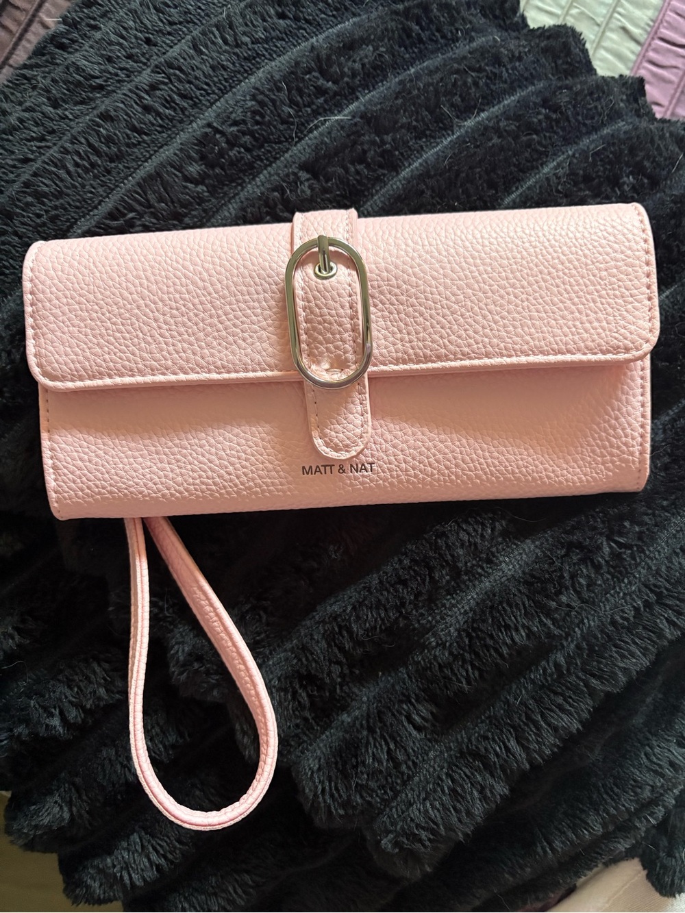 Matt & Nat Light Pink Pebbled Leather Wristlet Clutch